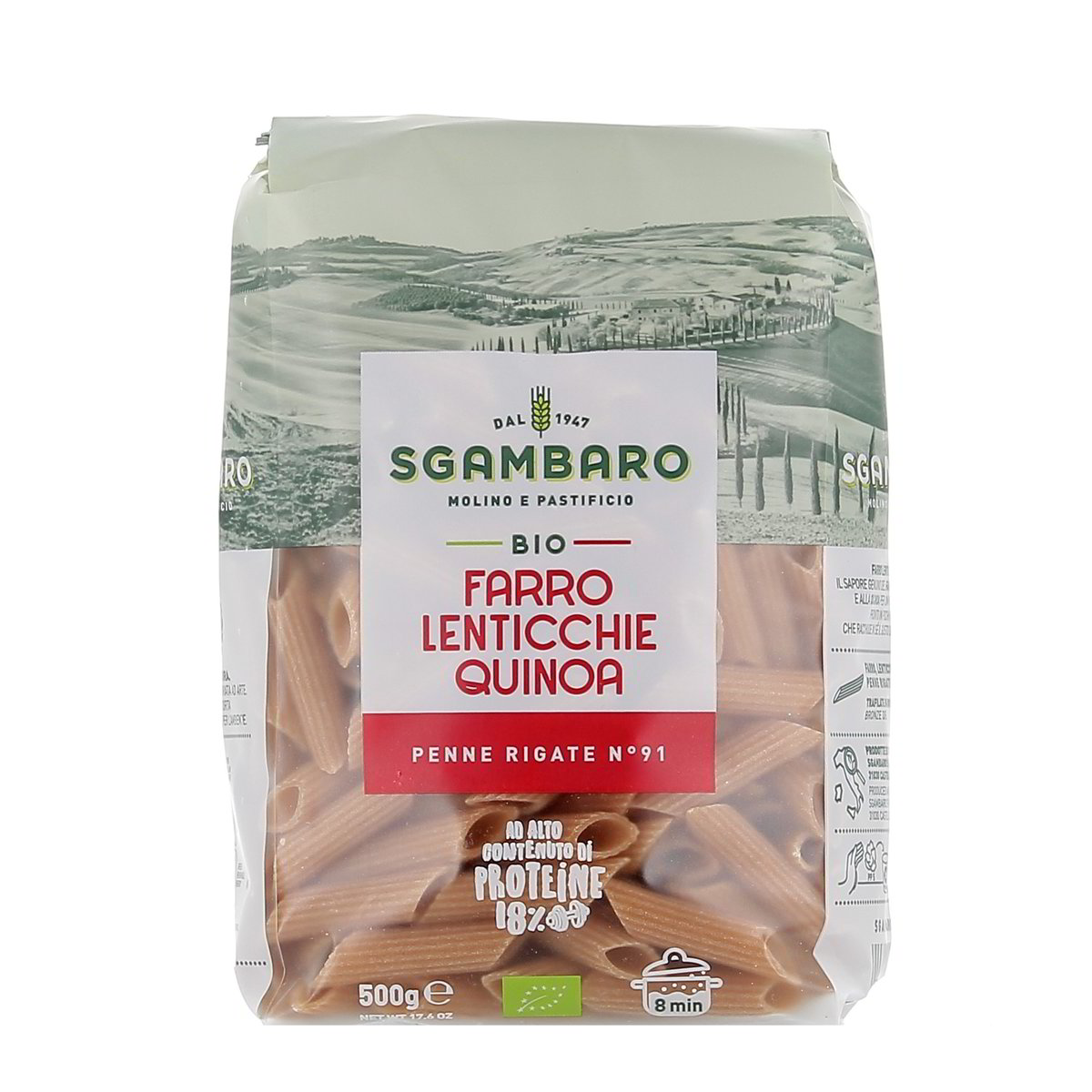 Sgambaro Farro Lenticchie Quinoa Penne Rigate N.91 Bio 500 g