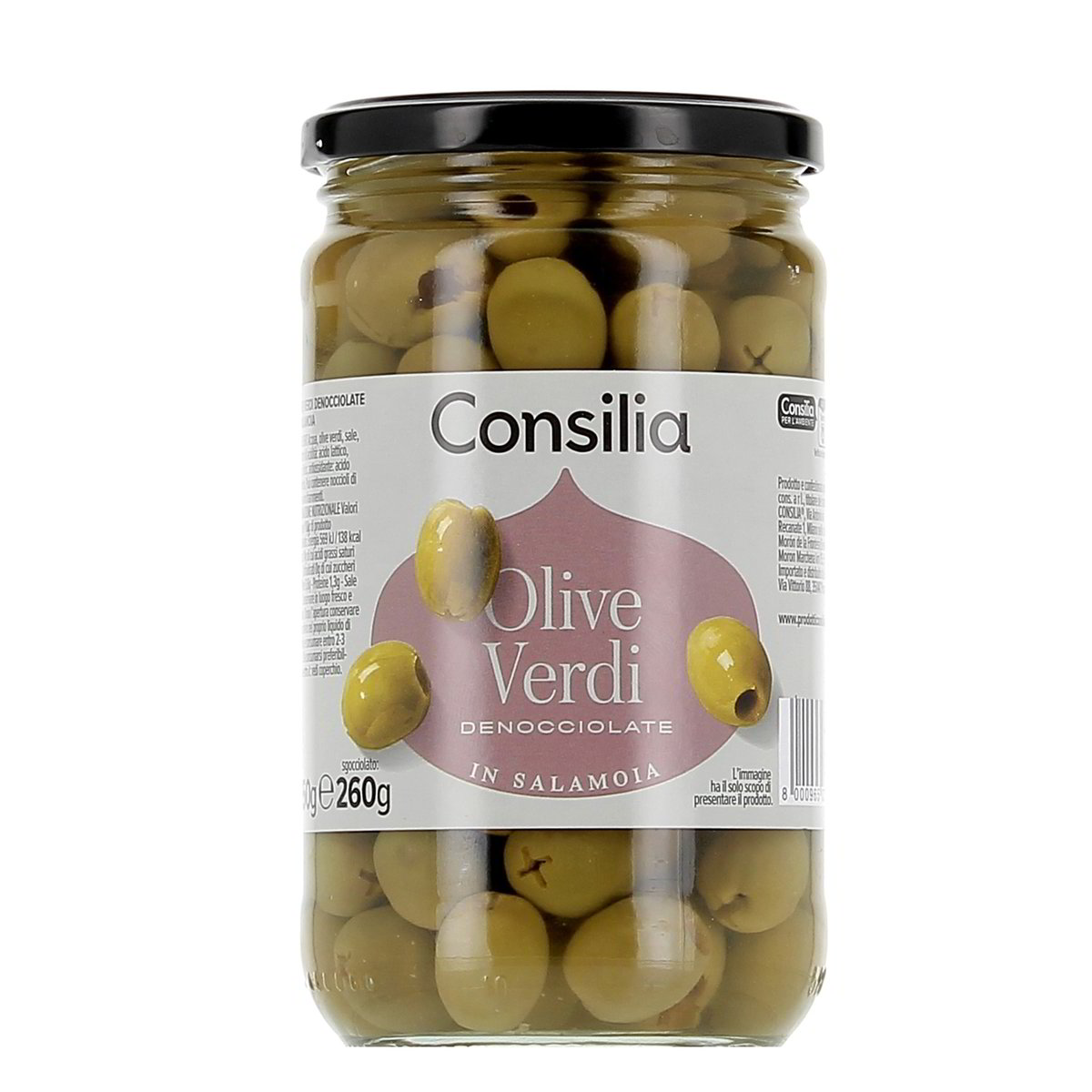 Consilia Olive Verdi Denocciolate 550 g - sgocciolato 260 g