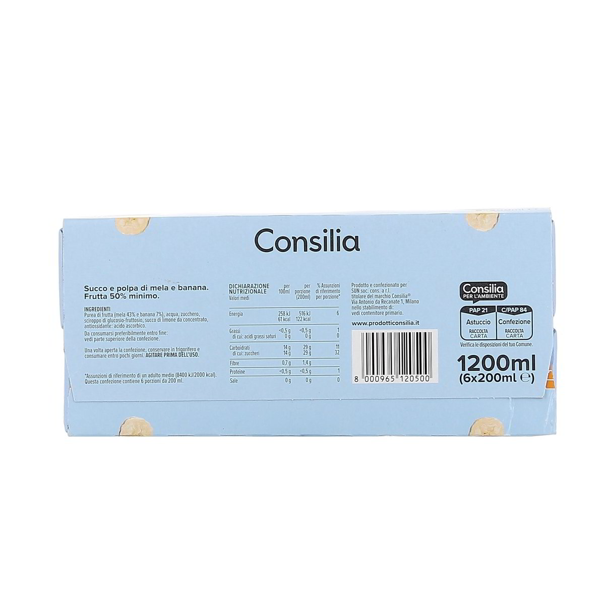 Consilia Succo E Polpa Di Mele E Banana 6x200 ml — immagine 3