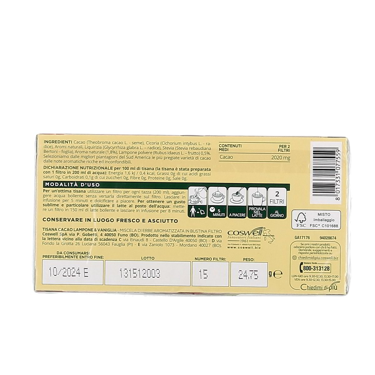 L'Angelica Tisana Antiox Cacao Lampone & Vaniglia 15 Filtri 24,75 g — immagine 3
