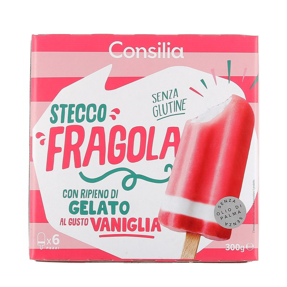 Consilia STECCO FRAGOLA CON RIPIENO DI GELATO AL GUSTO VANIGLIA x6 300 g