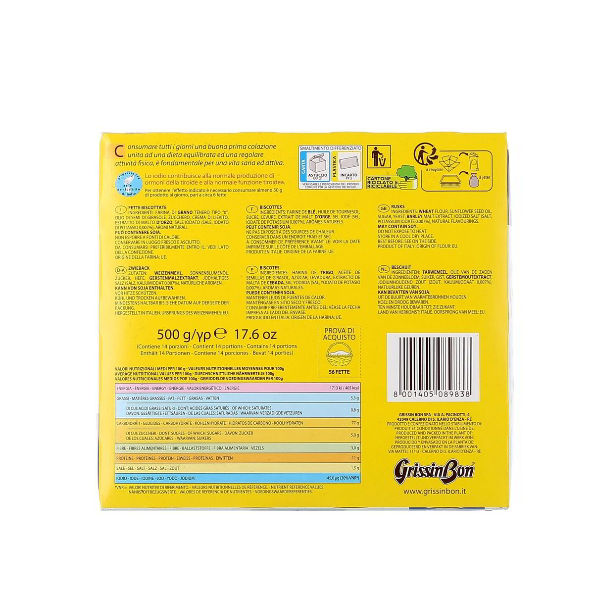 Grissin BON Le Fresche Biscottate Classiche 500 g — immagine 3