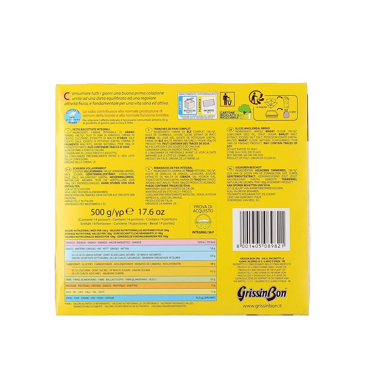 Grissin BON Le Fresche Biscottate Integrali 500 g — immagine 3