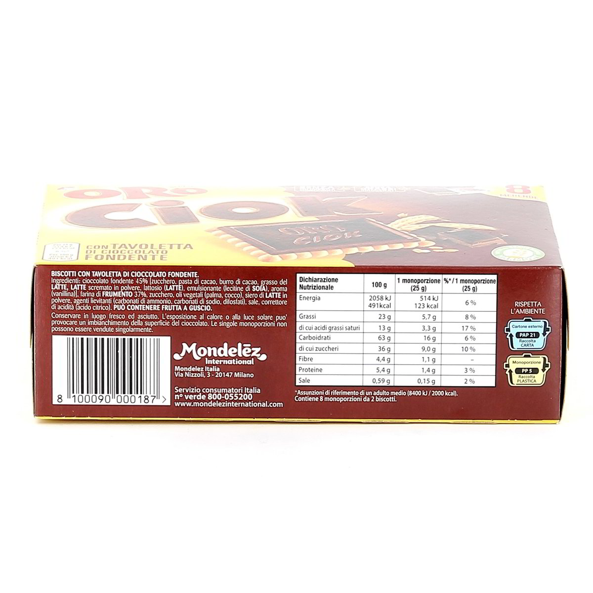 Saiwa Oro Ciok Cioccolato Fondente 200 g — immagine 3