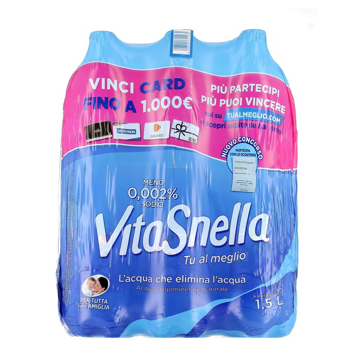 Vitasnella Acqua Oligominerale Naturale 6 bottiglie GRANDI da 1,5 l