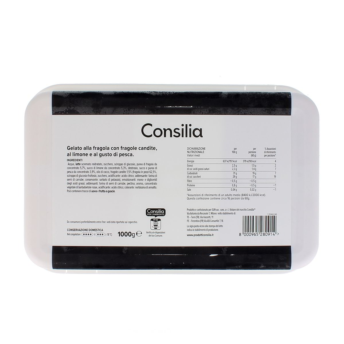 Consilia Gelato Limone Pesca Fragola 1 kg — immagine 3