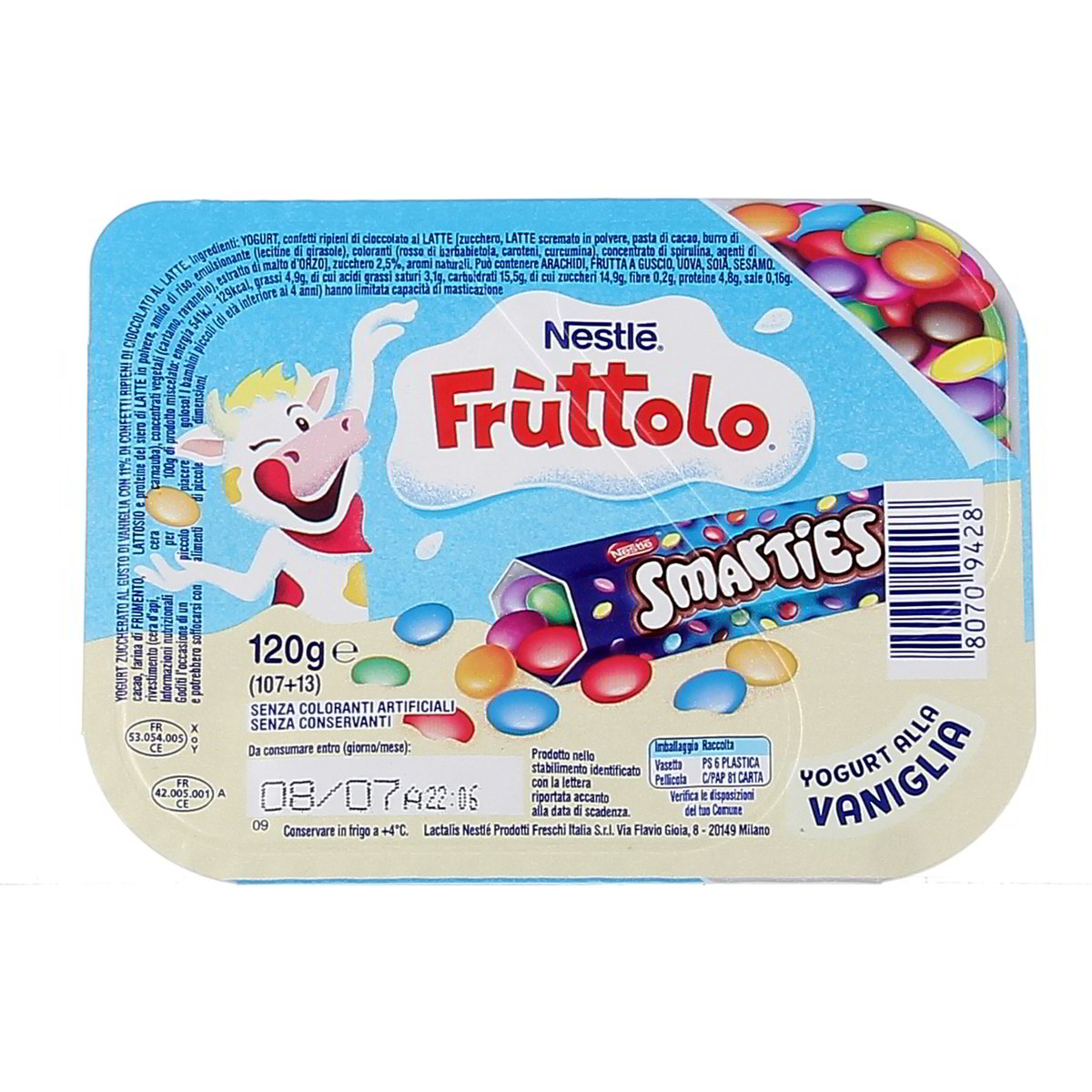 Nestle Frùttolo Yogurt Alla Vaniglia E Smarties 120 g