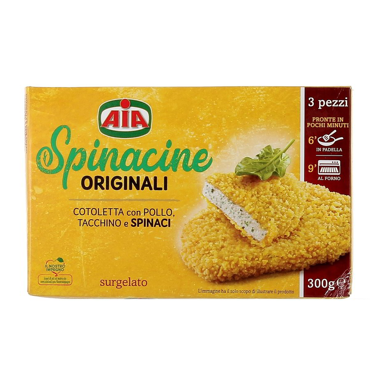 AIA Spinacine Cotoletta Con Pollo E Tacchino E Spinaci In Foglia 300 g