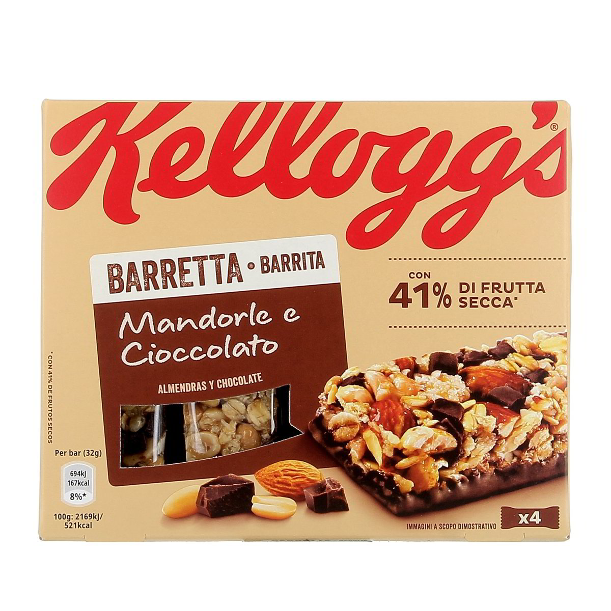 Kellogg'S BARRETTA MANDORLE E CIOCCOLATO x4 128 g