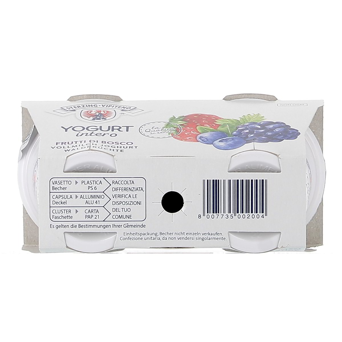 Sterzing Vipiteno Yogurt Intero Ai Frutti Di Bosco 2x125 g — immagine 3