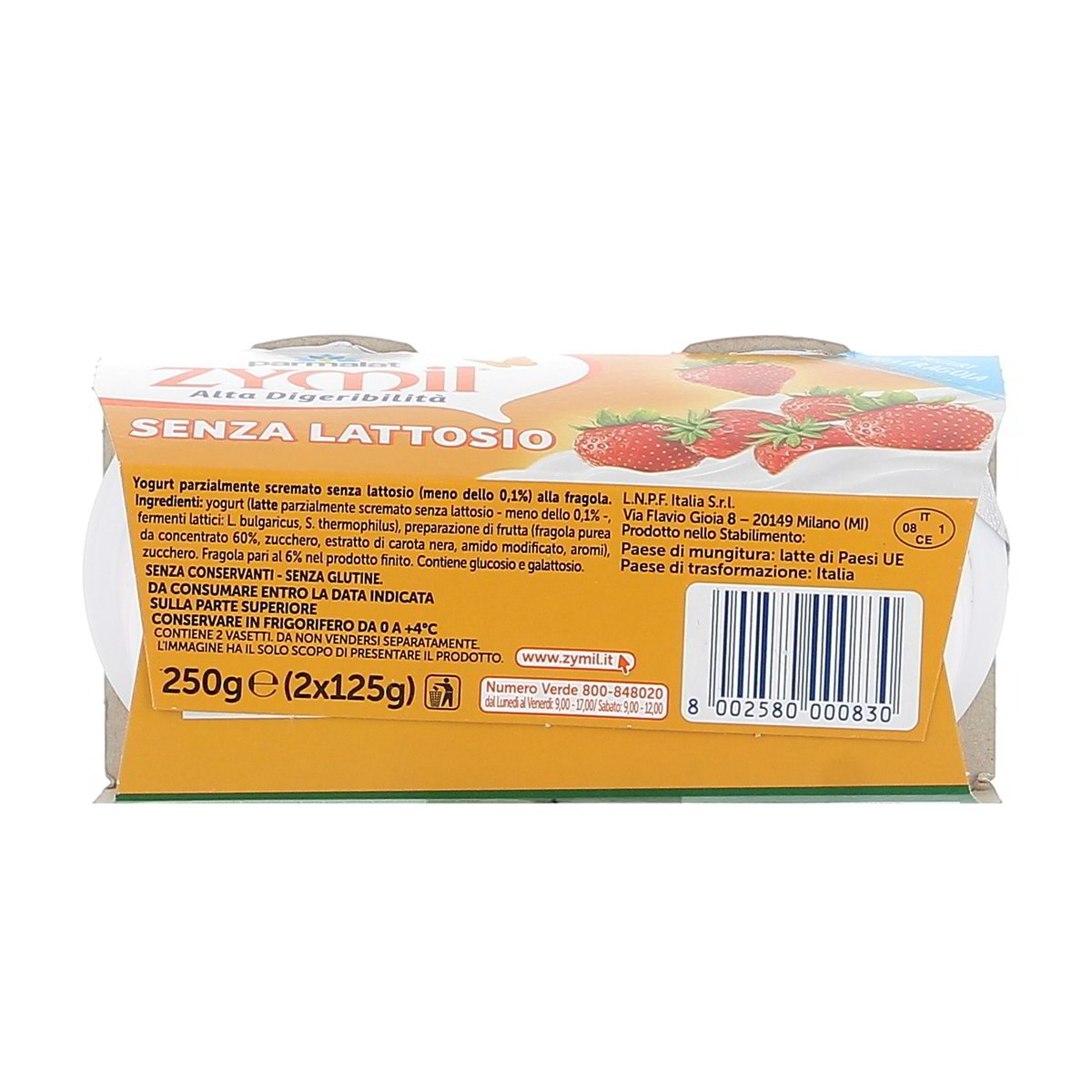 Parmalat Zymil Yogurt Alla Fragola Senza Lattosio 2x125 g — immagine 3