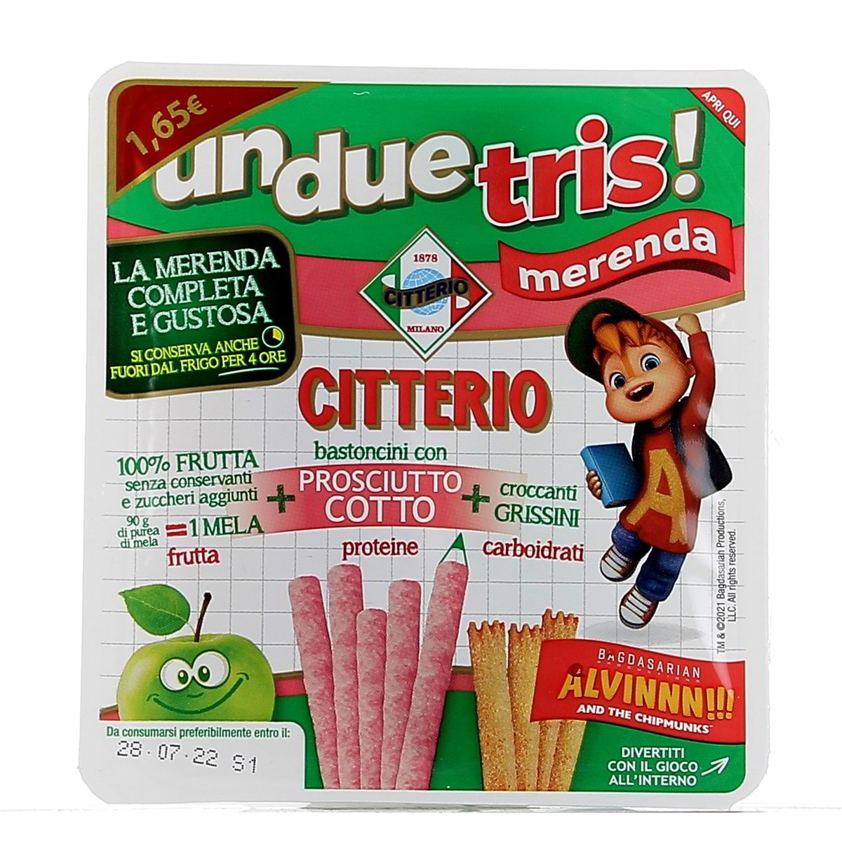 Citterio Unduetris Merenda Bastoncini Cotto E Succo Di Frutta Alla Mela 132 g