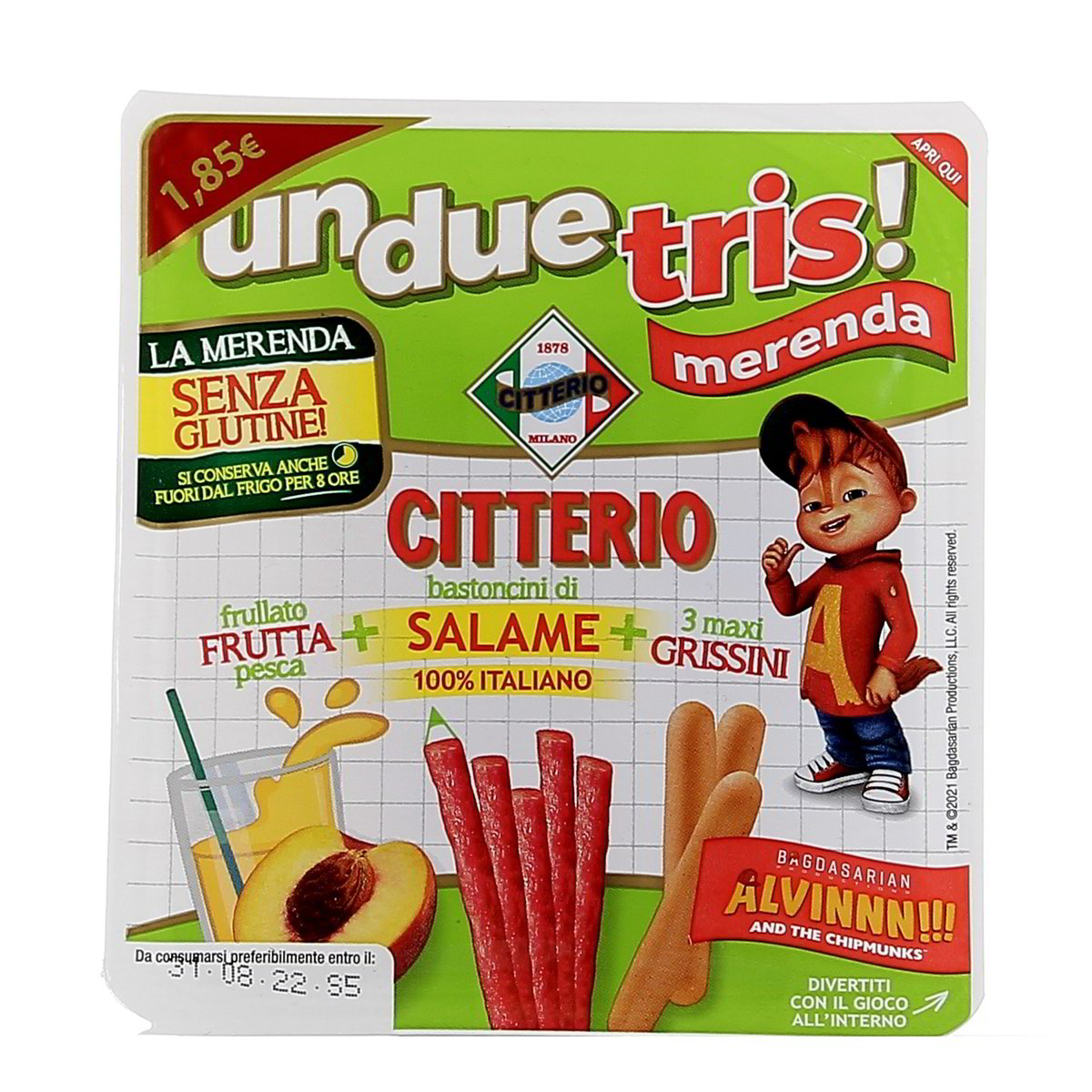 Citterio Unduetris Merenda Bastoncini Salame E Frullato Alla Pesca 160 g