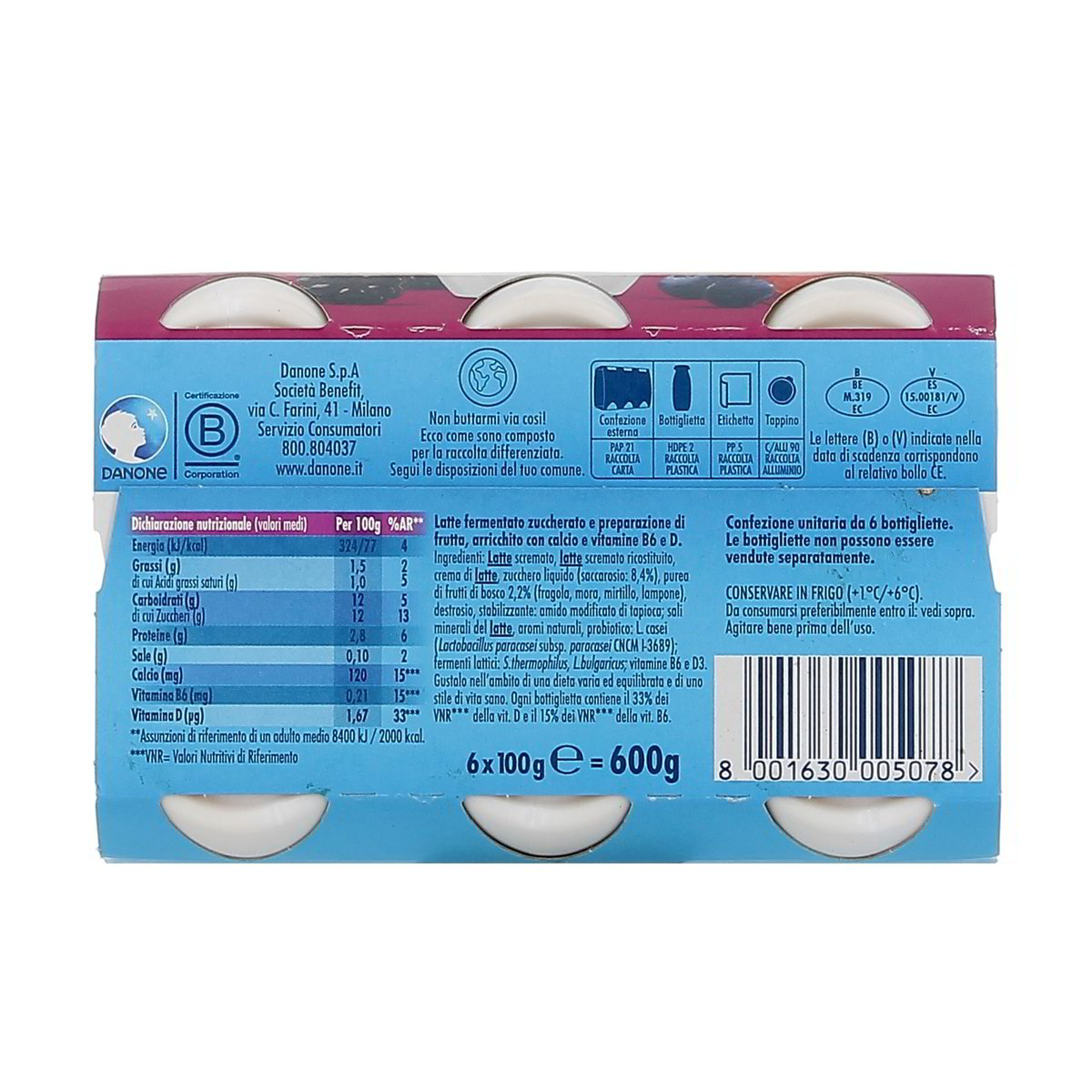 Danone Actimel Frutti Di Bosco 6x100 g — immagine 3