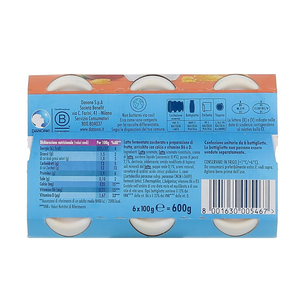 Danone Actimel Pesca E Pappa Reale 6x100 g — immagine 3