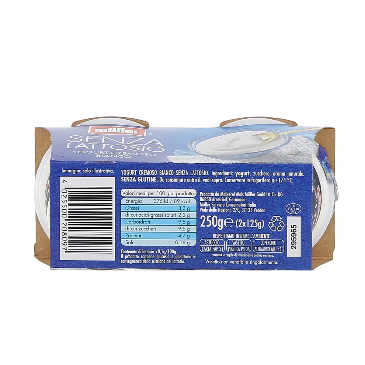 Müller Yogurt Cremoso Bianco Senza Lattosio 2x125 g — immagine 3