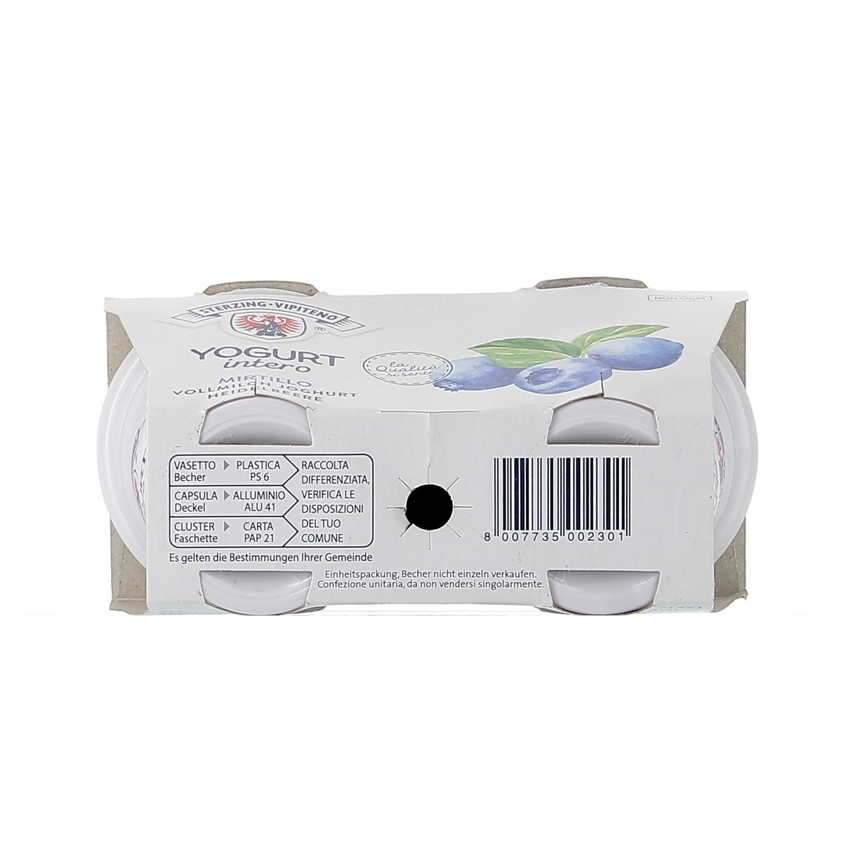 Sterzing Vipiteno Yogurt Intero Al Mirtillo Nero 2x125 g — immagine 3