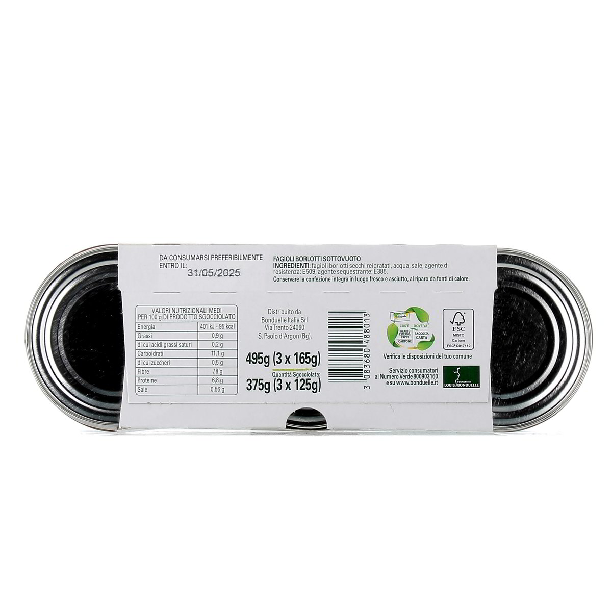 Bonduelle Fagioli Borlotti Al Vapore 3x165 g - sgocciolato 3x125 g — immagine 3
