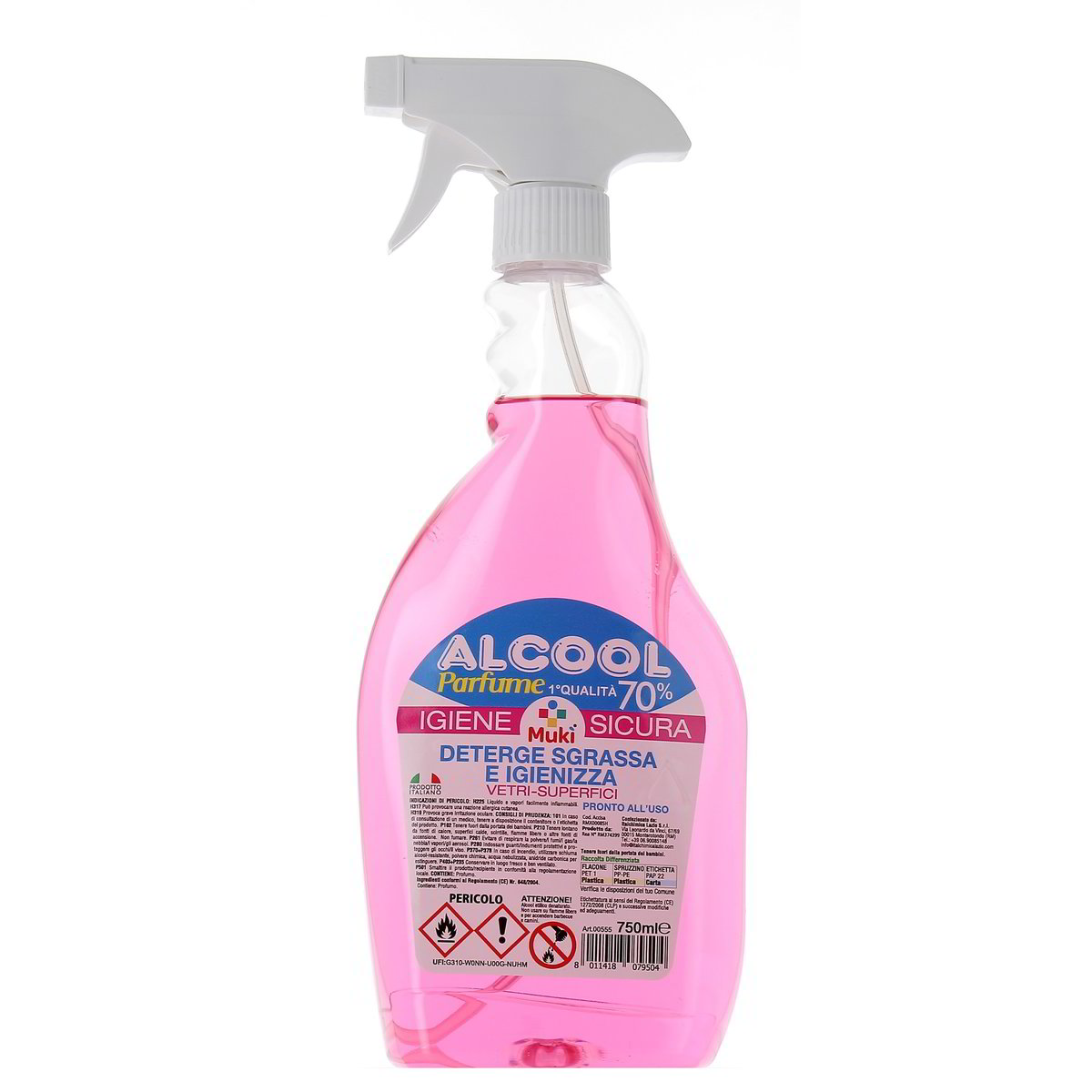 Muki Alcool Parfume Deterge Sgrassa E Igienizza Vetri E Superfici 750 ml