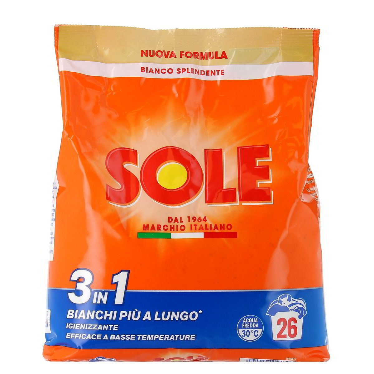 Sole Detersivo In Polvere 3 In 1 Bianco Più A Lungo 26 Lavaggi 1,3 kg