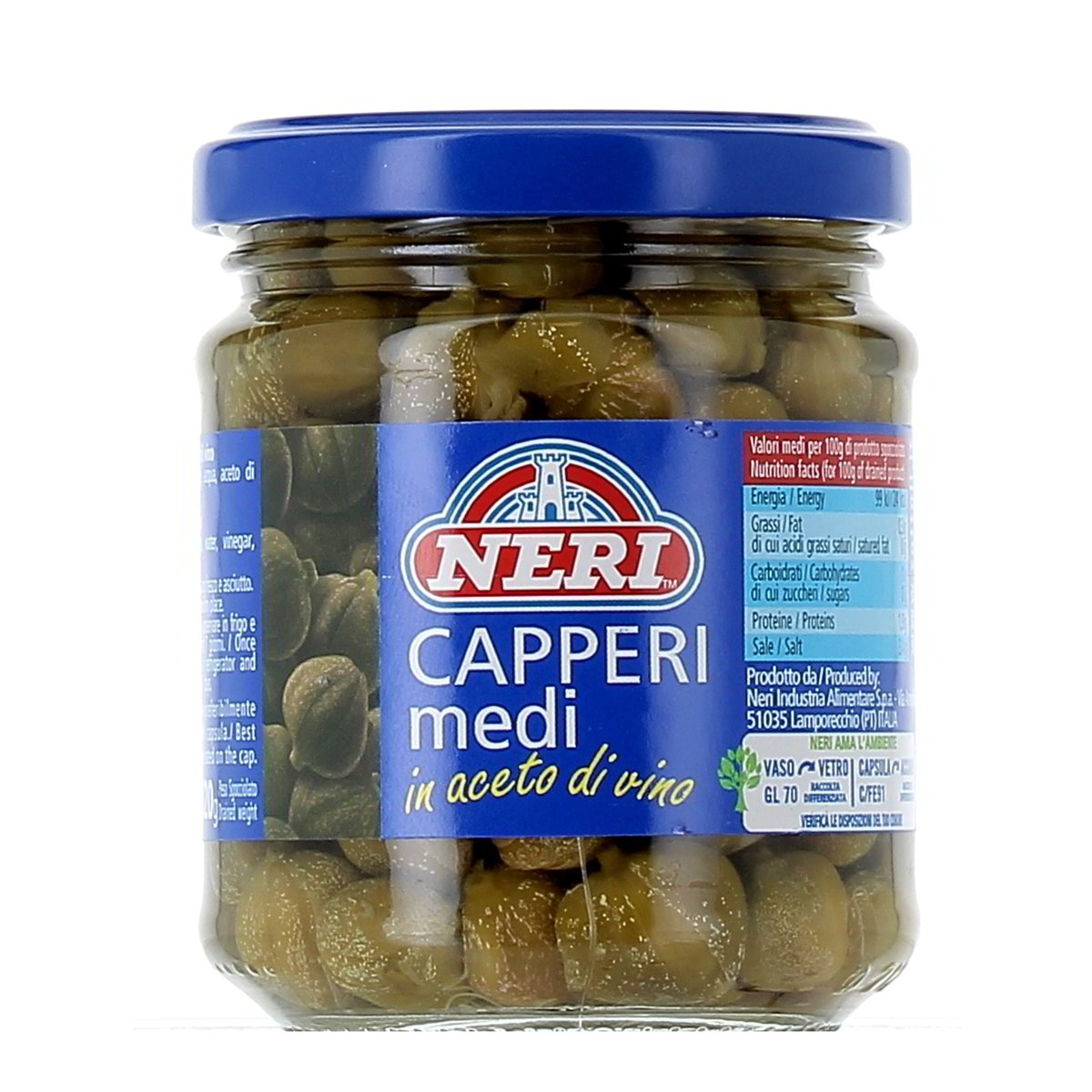 Neri Capperi Medi In Aceto Di Vino 210 g - sgocciolato 120 g