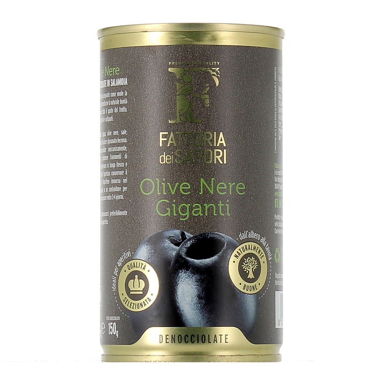 Fattoria dei Sapori Olive Nere Giganti Denocciolate 350 g - sgocciolato 150 g