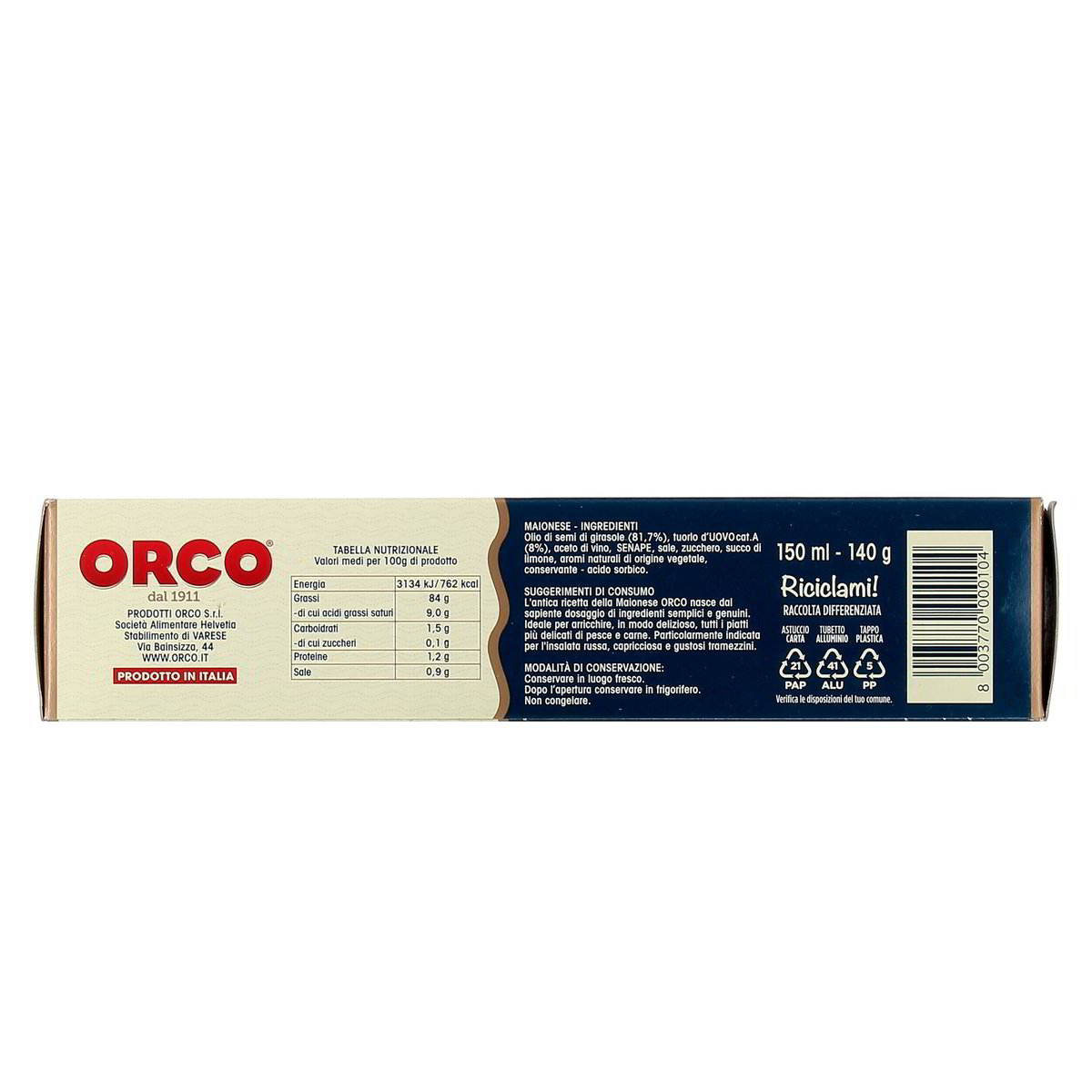 Orco Maionese Ricetta Artigianale 150 ml — immagine 3