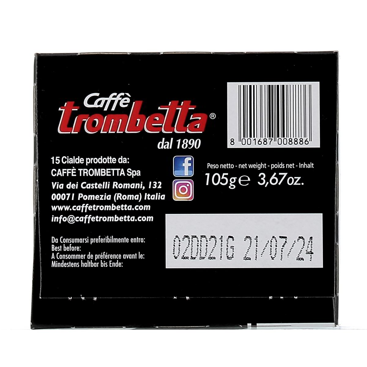 Caffè Trombetta Cialde Compostabili Arabica 15 pezzi - 105 g totali — immagine 3