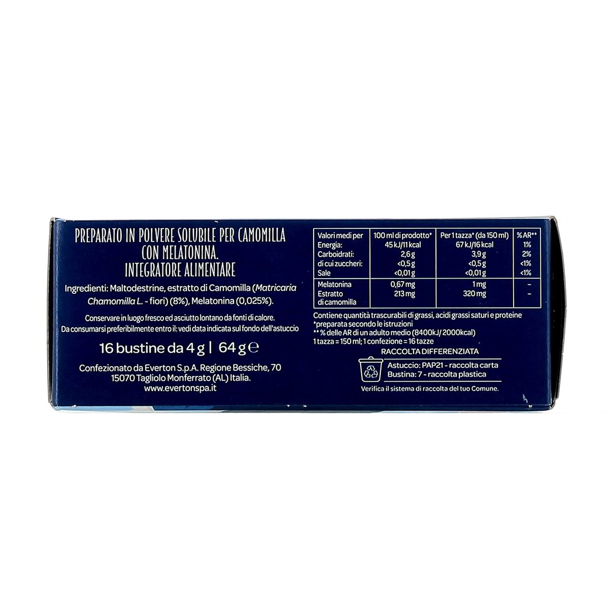 Gold Bush Camomilla Solubile Con Melatonina 16 Bustine 64 g — immagine 3