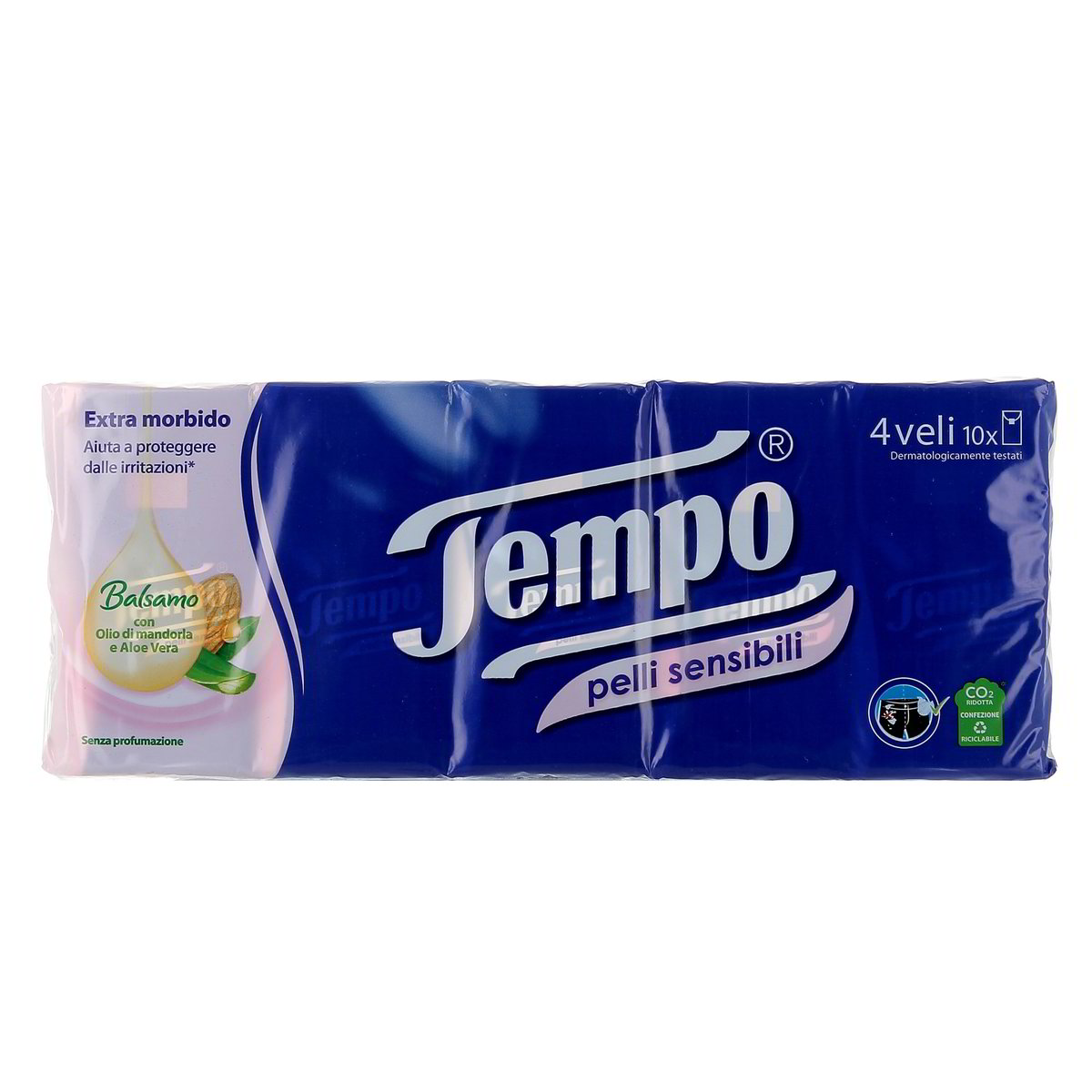 Tempo Fazzoletti Pelli Sensibili 4 Veli 10 pezzi