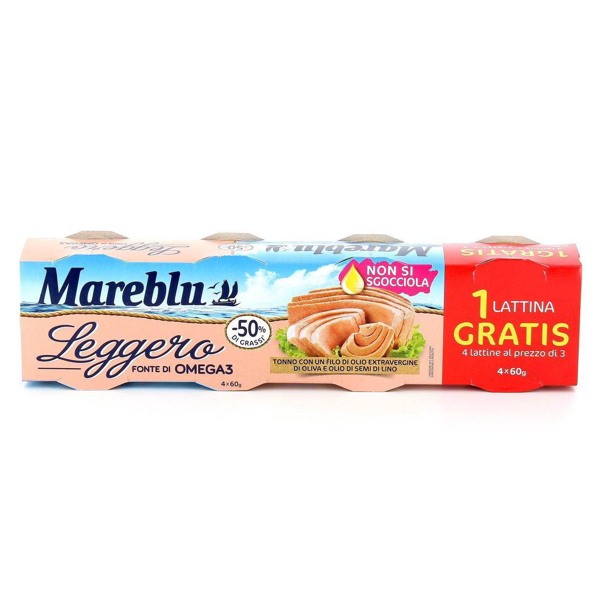 Mareblu Tonno Leggero Con Un Filo Di Olio Extravergine 4x60 g