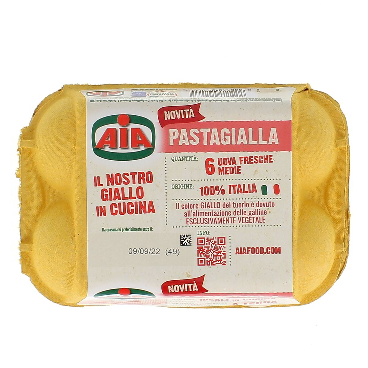 AIA Uova Pasta Gialla Da Galline Allevate A Terra Fresche 6 uova medie