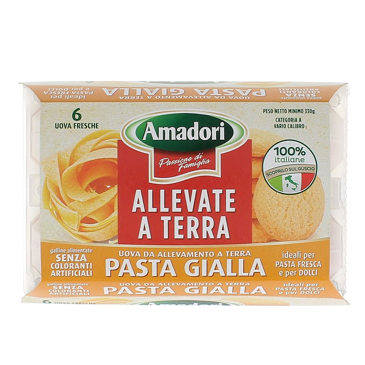 Amadori Uova Pasta Gialla Uova Da Allevamento A Terra 6 uova - 330 g