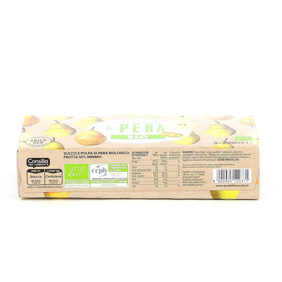 Consilia Succo E Polpa Di Pera Bio 3x20 cl — immagine 3