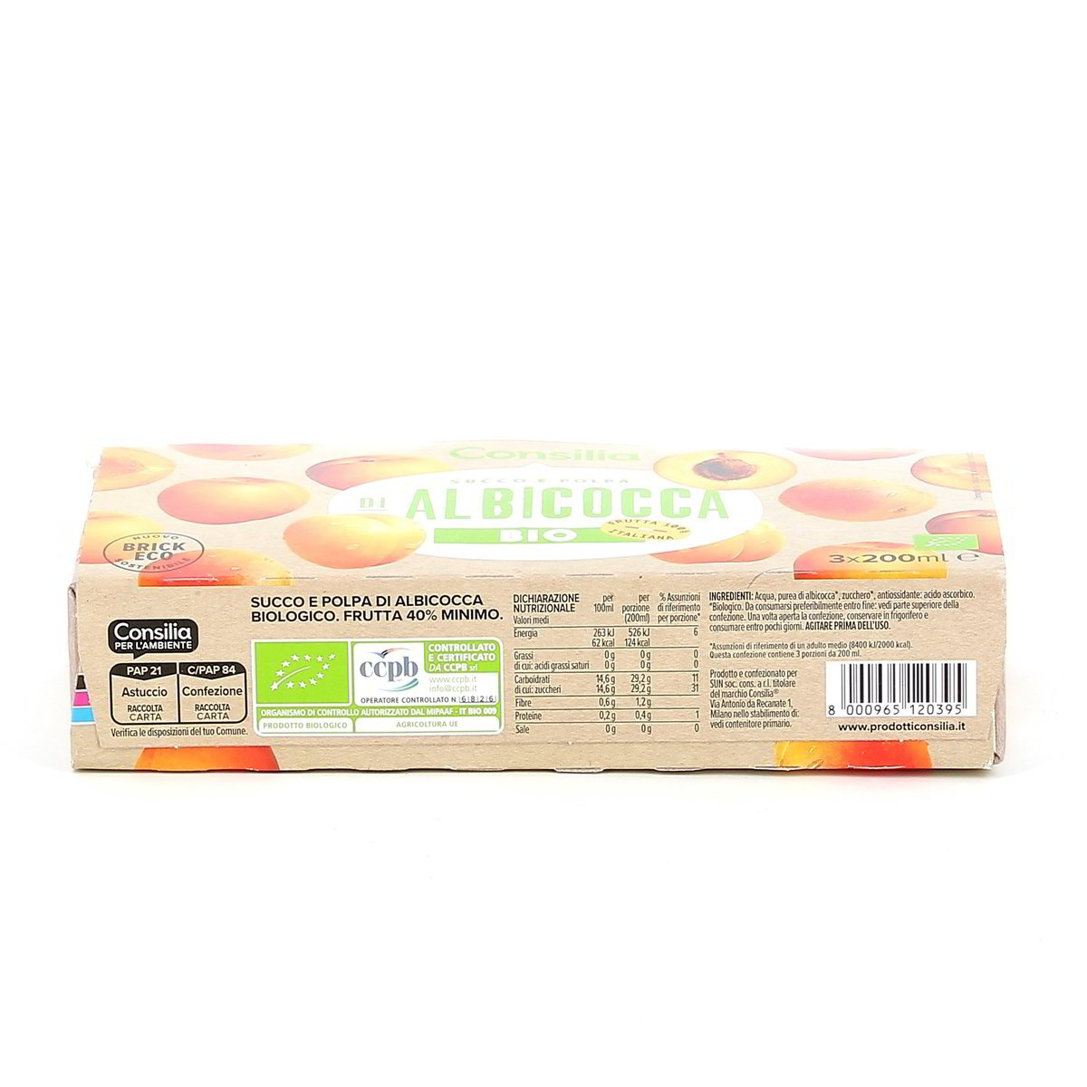 Consilia Succo E Polpa Di Albicocca Bio 3x20 cl — immagine 3