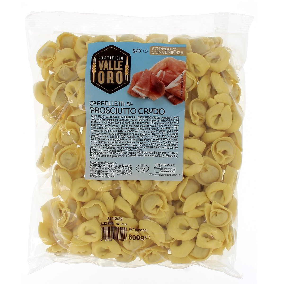 Valle ORO Cappelletti Al Prosciutto Crudo 800 g
