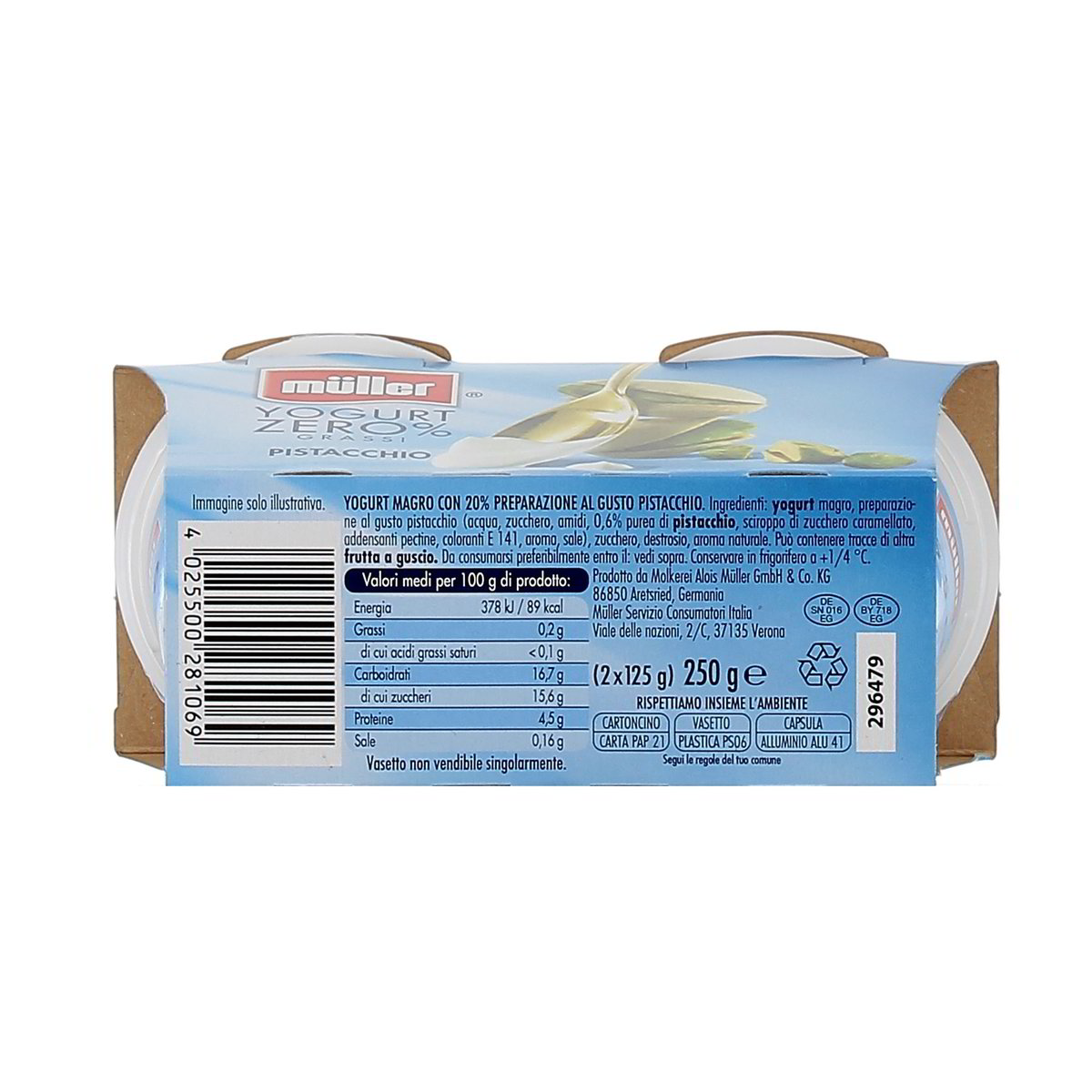 Müller Yogurt 0% Grassi Pistacchio 2x125 g — immagine 3