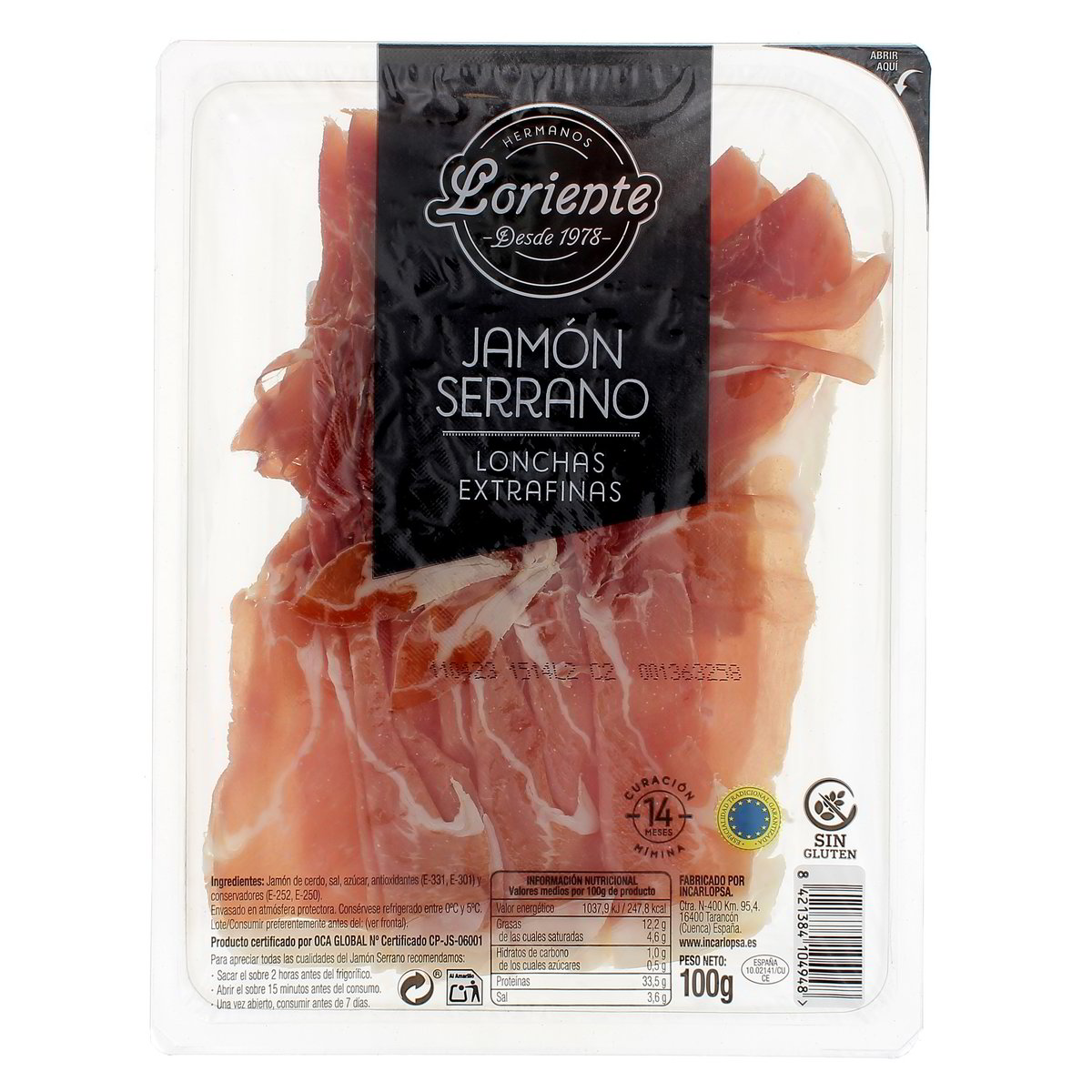 Loriente Jamon Serano Prosciutto Crudo 100 g