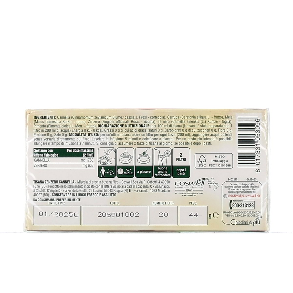 L'Angelica Tisana Zenzero E Cannella 20 Filtri 44 g — immagine 3