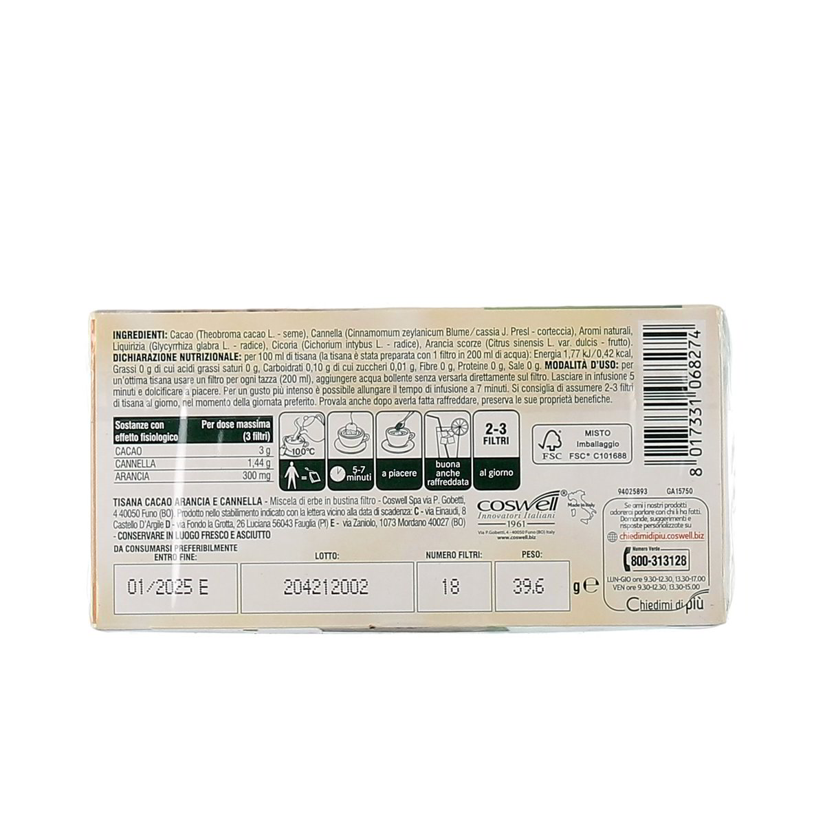 L'Angelica Tisana Cacao Arancia E Canella 18 Filtri 39,6 g — immagine 3