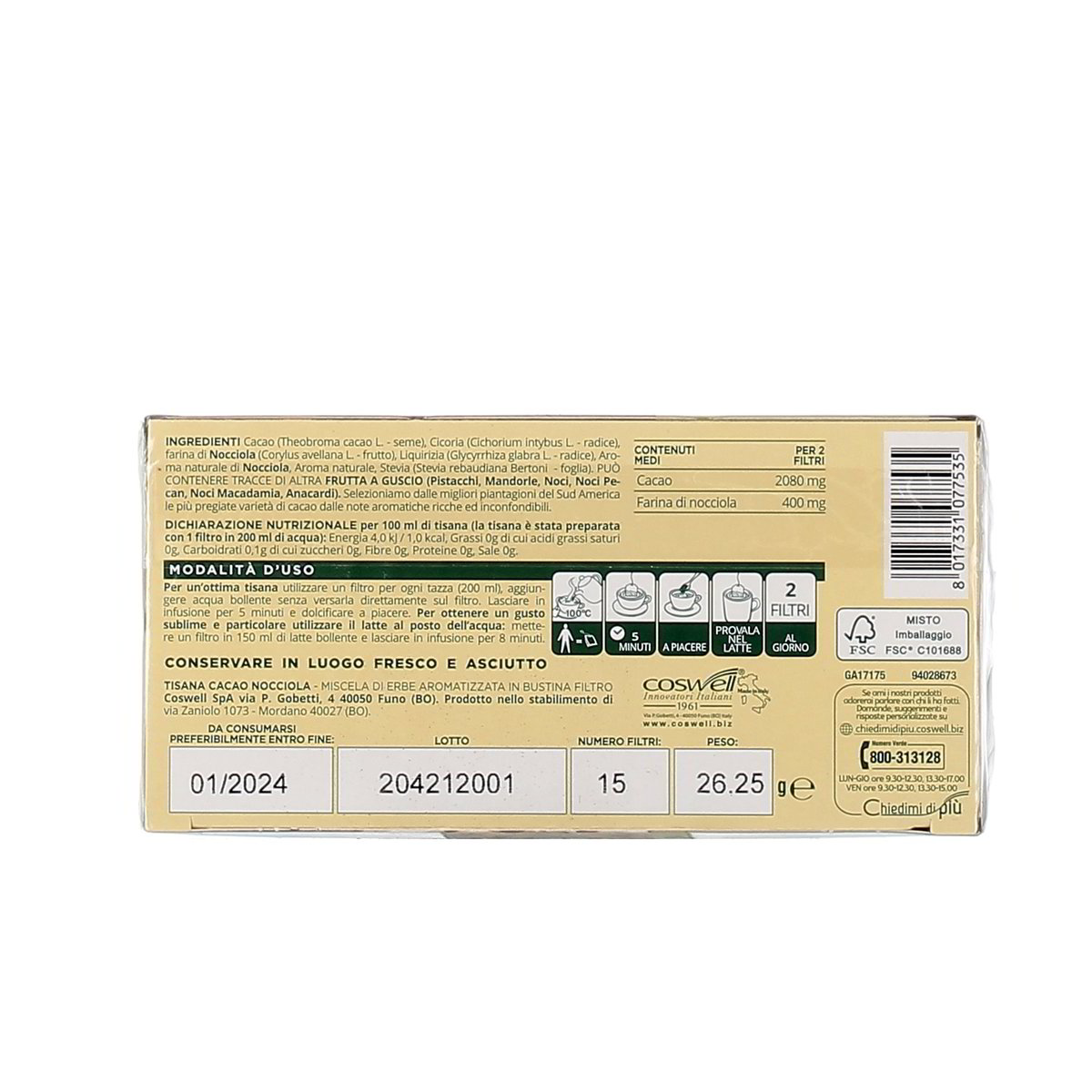 L'Angelica Tisana Cacao Nocciola 15 Filtri 26,25 g — immagine 3