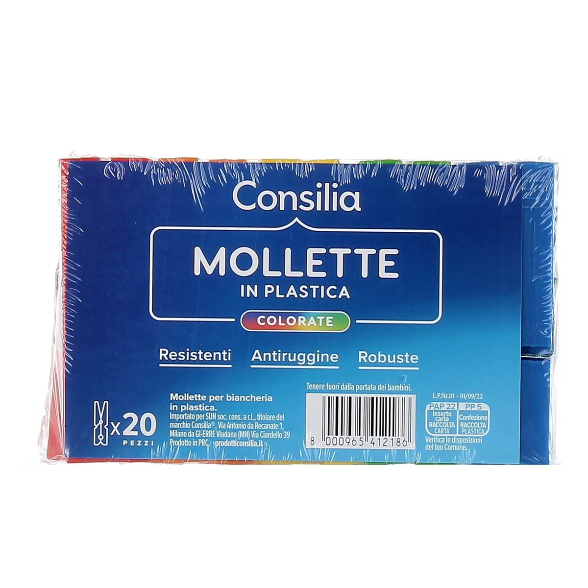 Consilia Mollette In Plastica Colorate 20 pezzi