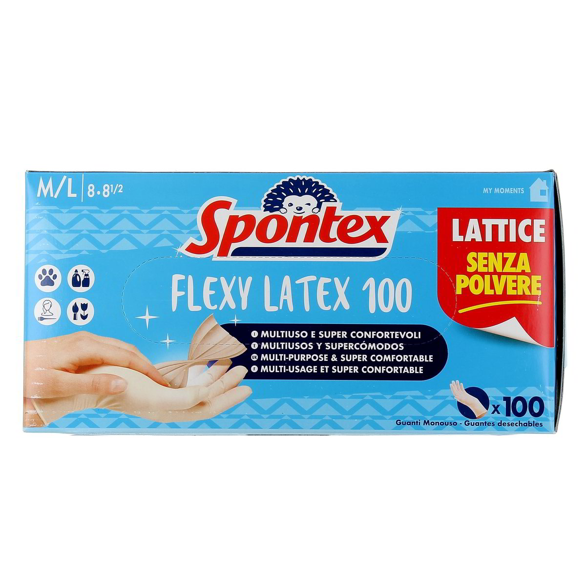 Spontex Flexy Latex Guanti In Lattice Senza Polvere M/L 100 pezzi