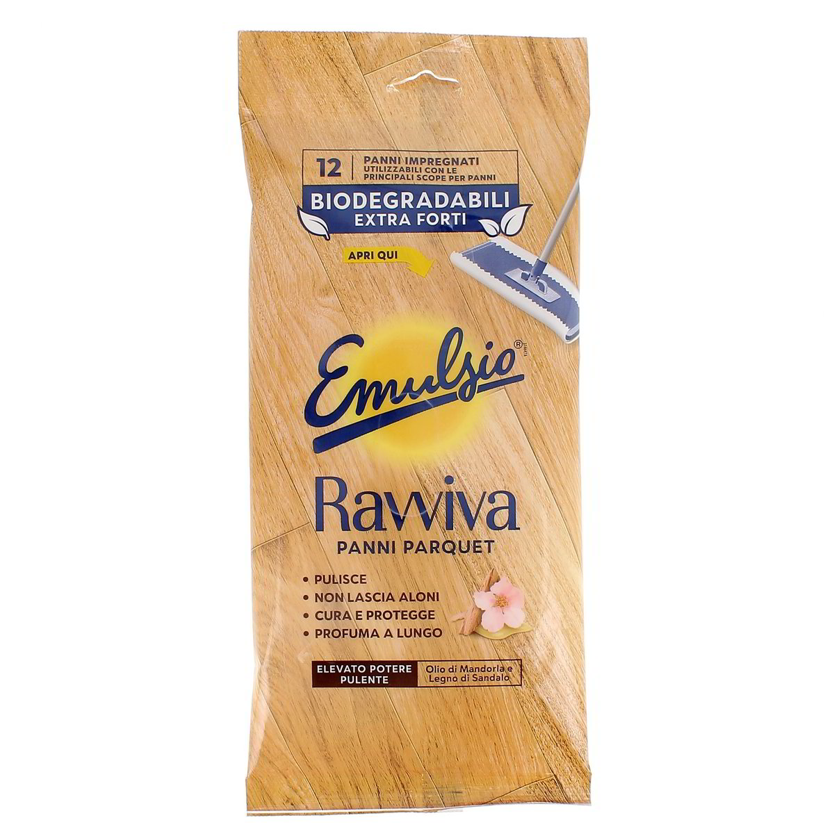 Emulsio Panni Parquet Ravviva Olio Di Mandorle E Legno Di Sandalo 12 pezzi