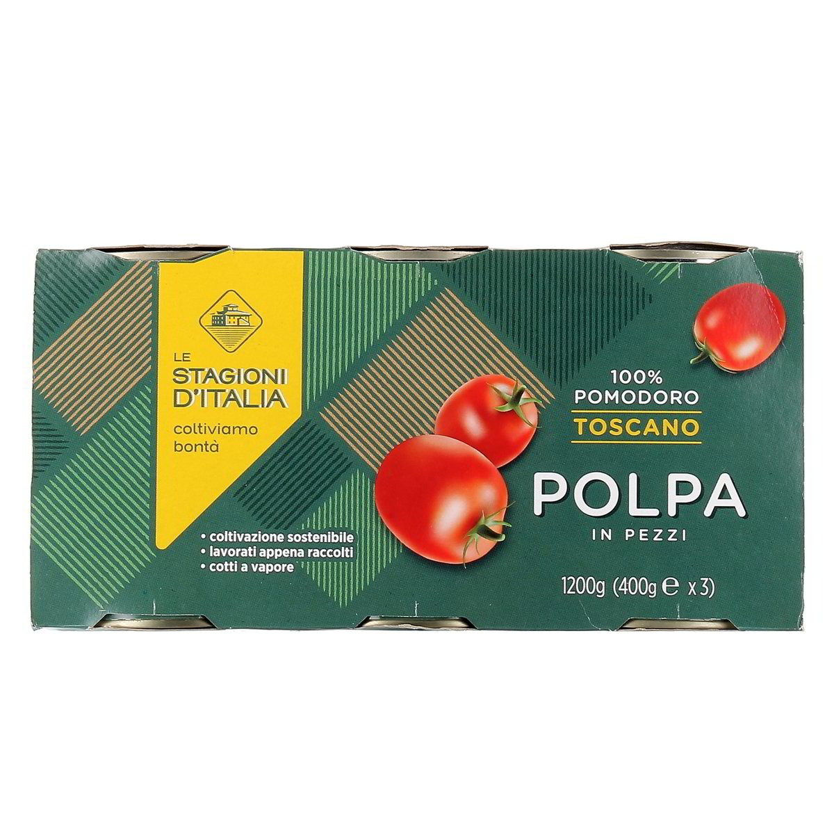 LE Stagioni D'Italia Polpa In Pezzi Pomodoro Toscano 100% 3x400 g - sgocciolato 3x240 g