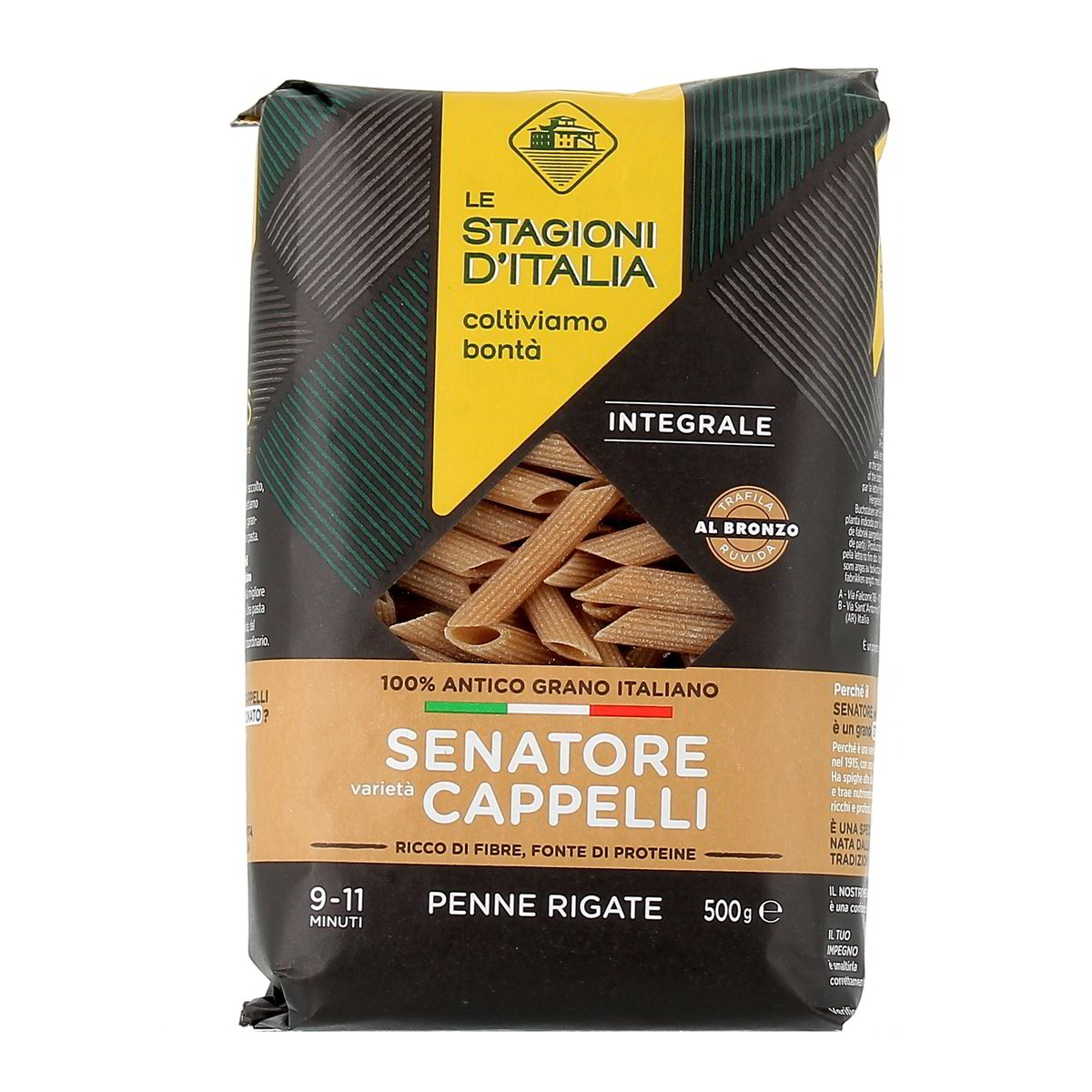 LE Stagioni D'Italia Penne Rigate Grano Italiano Varieta Cappelli Integrale 500 g