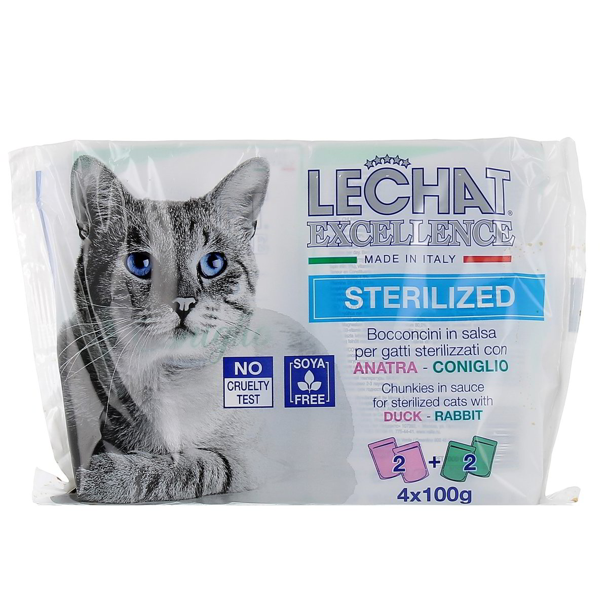 Le Chat Excellence Bocconcini In Salsa Per Gatti Sterilizzati Anatra E Coniglio 4x100 g