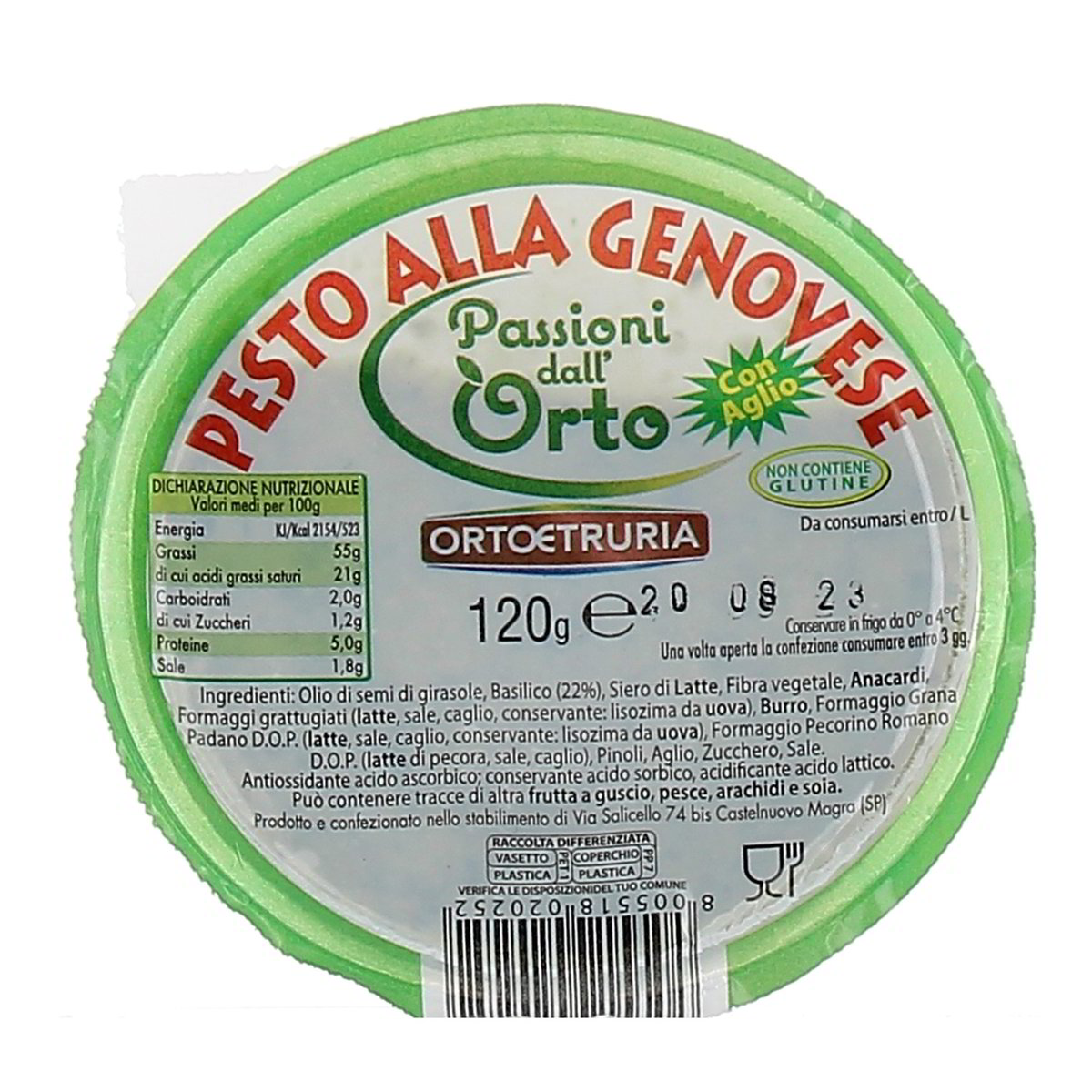 Orto Etruria Pesto Alla Genovese Con Aglio 120 g