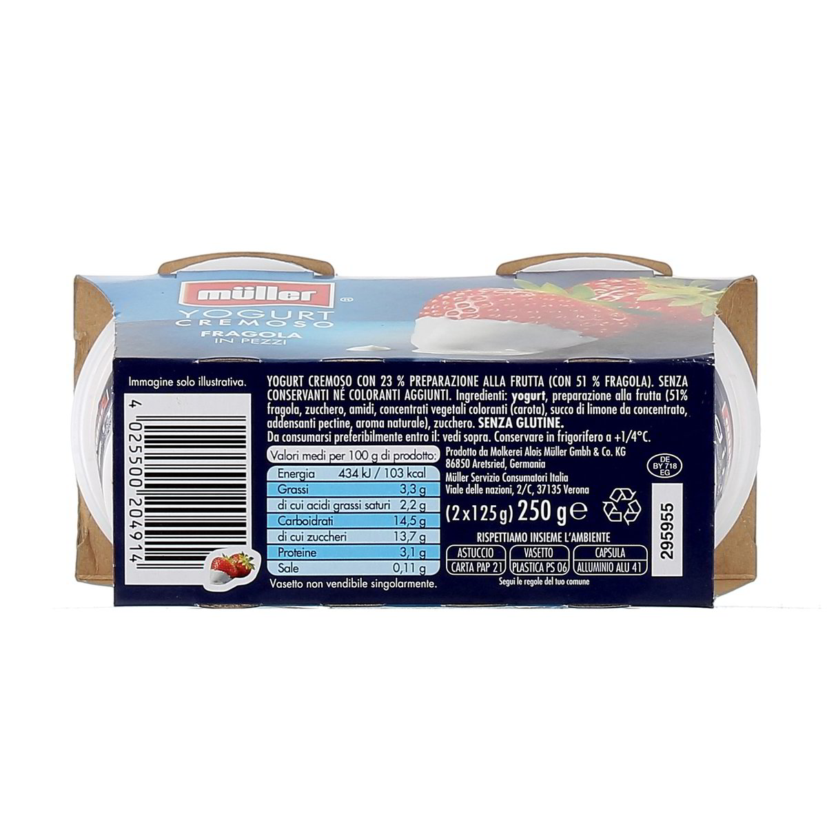 Müller Yogurt Cremoso Fragola In Pezzi 2x125 g — immagine 3