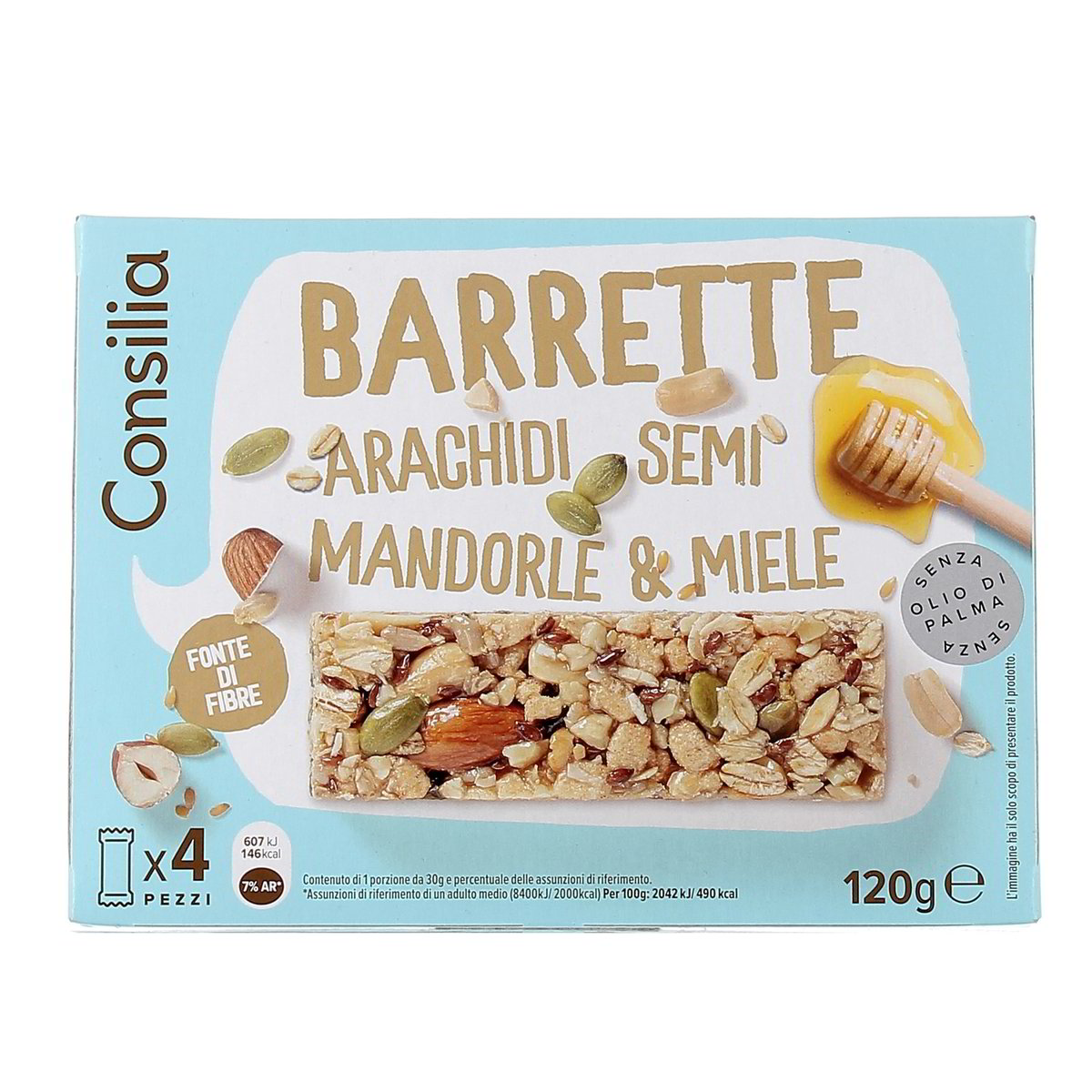 Consilia BARRETTE ARACHIDI MANDORLE SEMI MIELE x4 120 g
